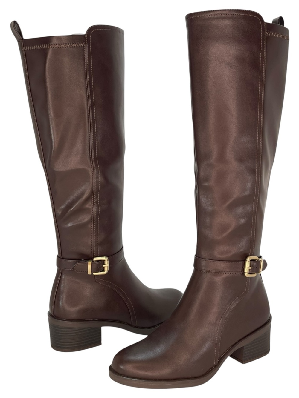 White Mountain Custard Dark Brown Faux Leather Knee High Womens Boots Size 5M - Picture 10 of 13